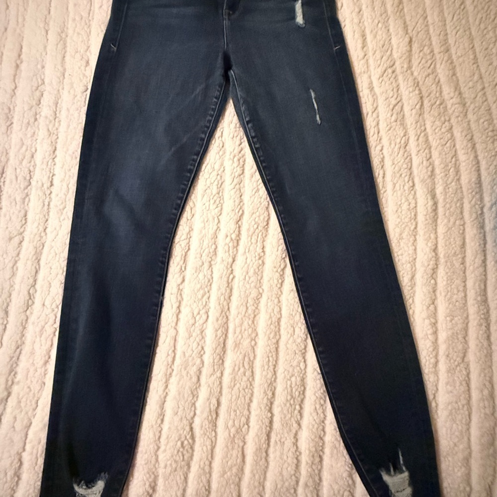Good American Dark Blue Distressed Skinny Jeans
